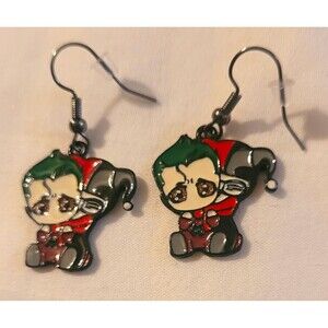 Harley Quinn Inspired Pierced Drop Dangle Earrings Suicide Squad Joker Batman